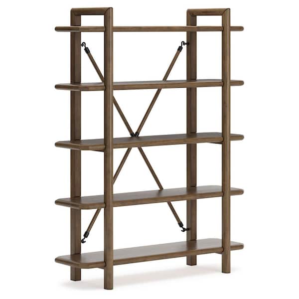 Signature Design By Ashley Roanhowe 71 in. Tall Wood 5-Shelf Etagere Bookcase