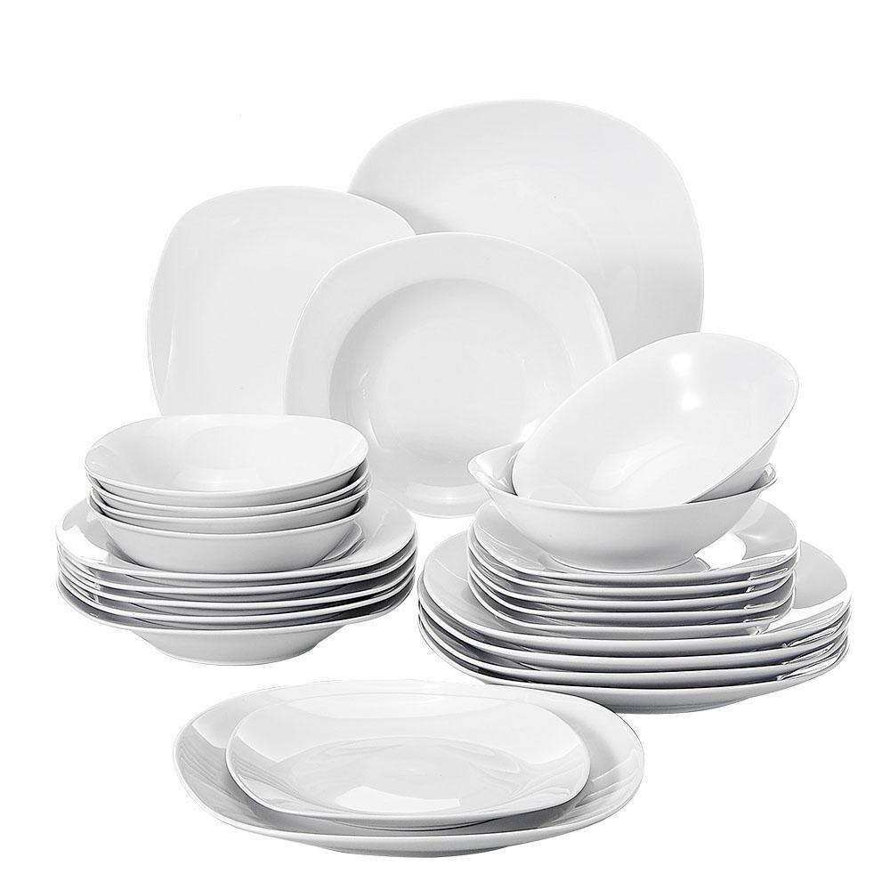 MALACASA Elisa White Porcelain 24Piece Casual Ivory White Porcelain