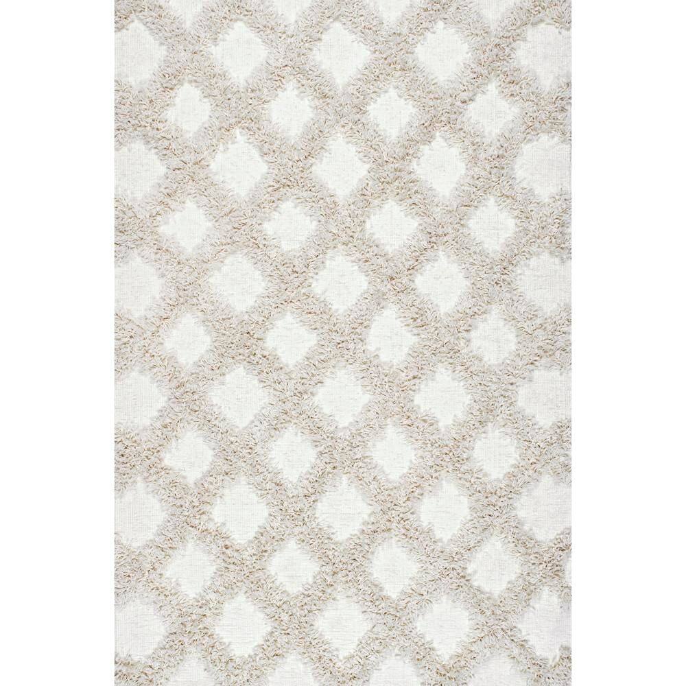 Pristina Ivory Trellis Handmade Shag Rug 5' x 8'