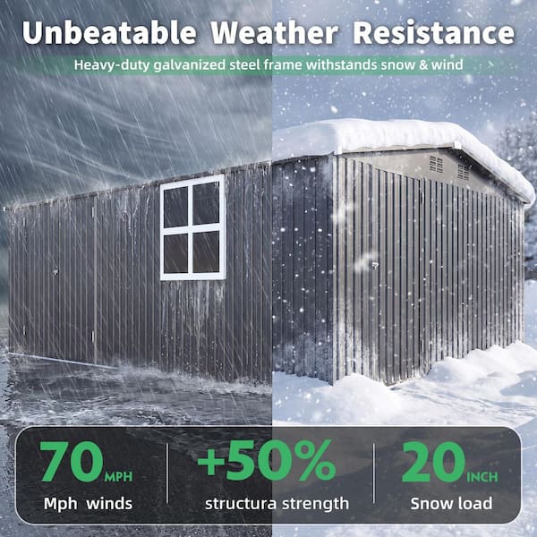 AECOJOY 12 ft. W x 16 ft. D Large Metal Outdoor Storage Shed with AECOJOY 12 ft. W x 16 ft. D Large Metal Outdoor Storage Shed with