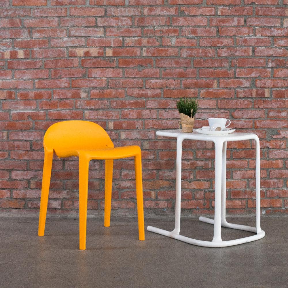 Saddle Style 25" Orange Resin Short Stool Set