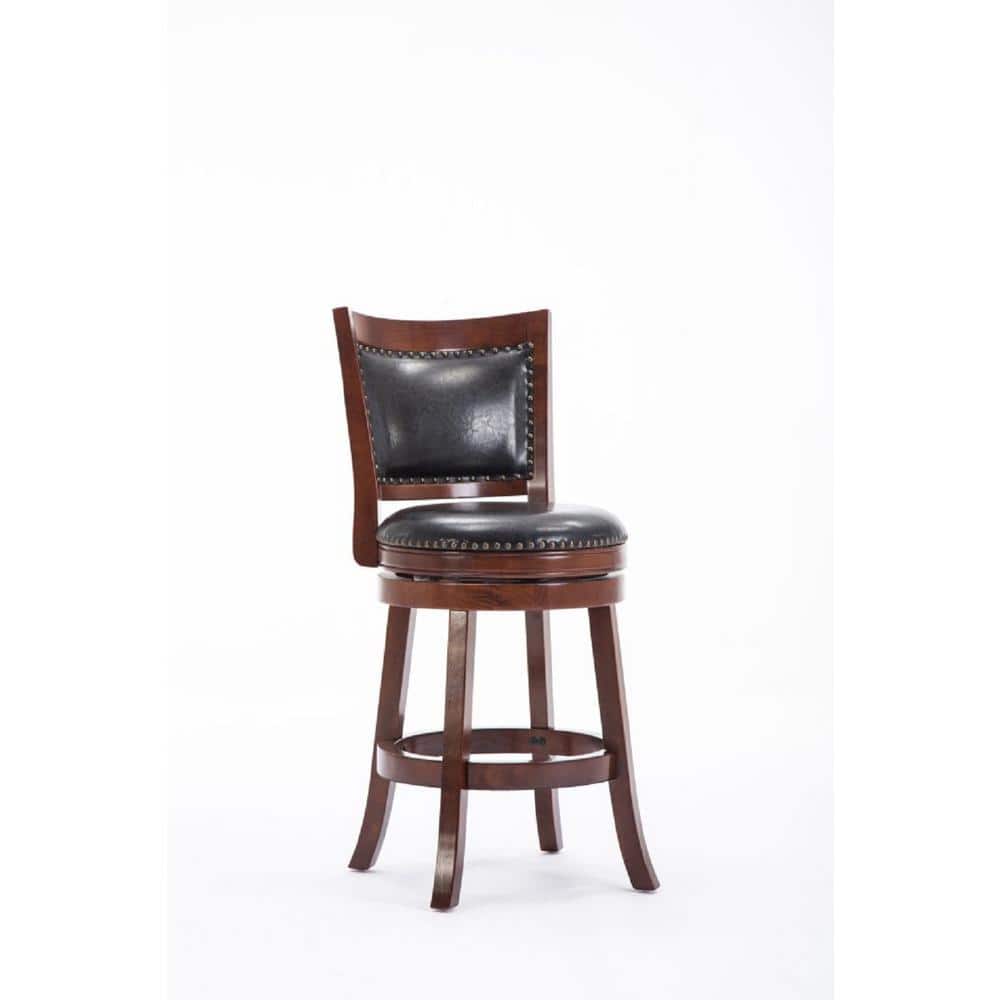 Bristol 24 in. Cherry Swivel Cushioned Bar Stool