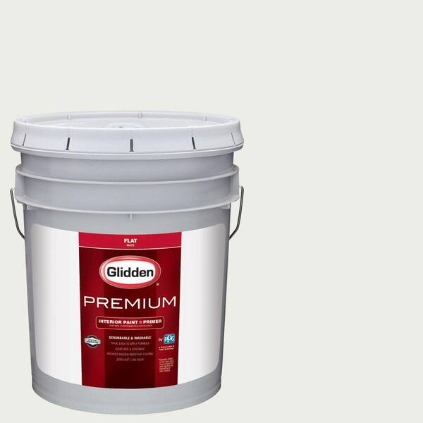 Glidden Premium 5 gal. #HDGG48U Granny Smith White Flat Interior Paint with Primer