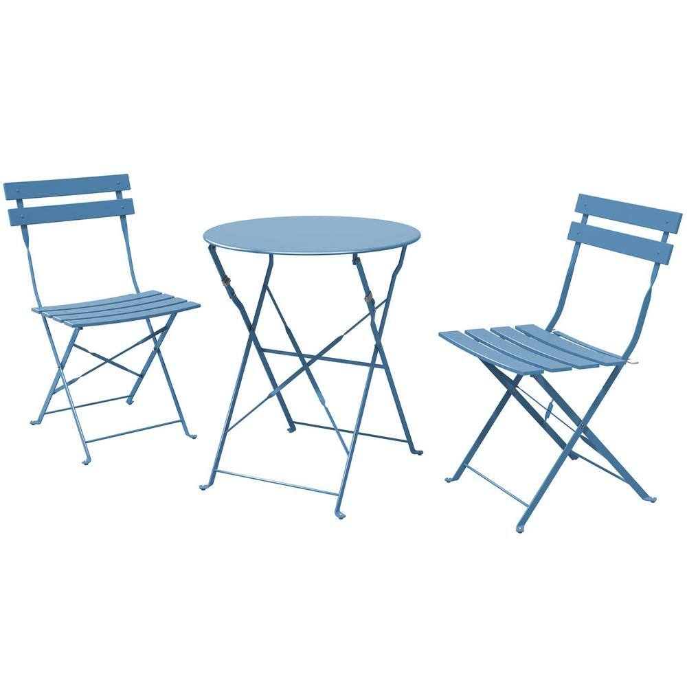 Light Blue 3-Piece Steel Outdoor Bistro Sets