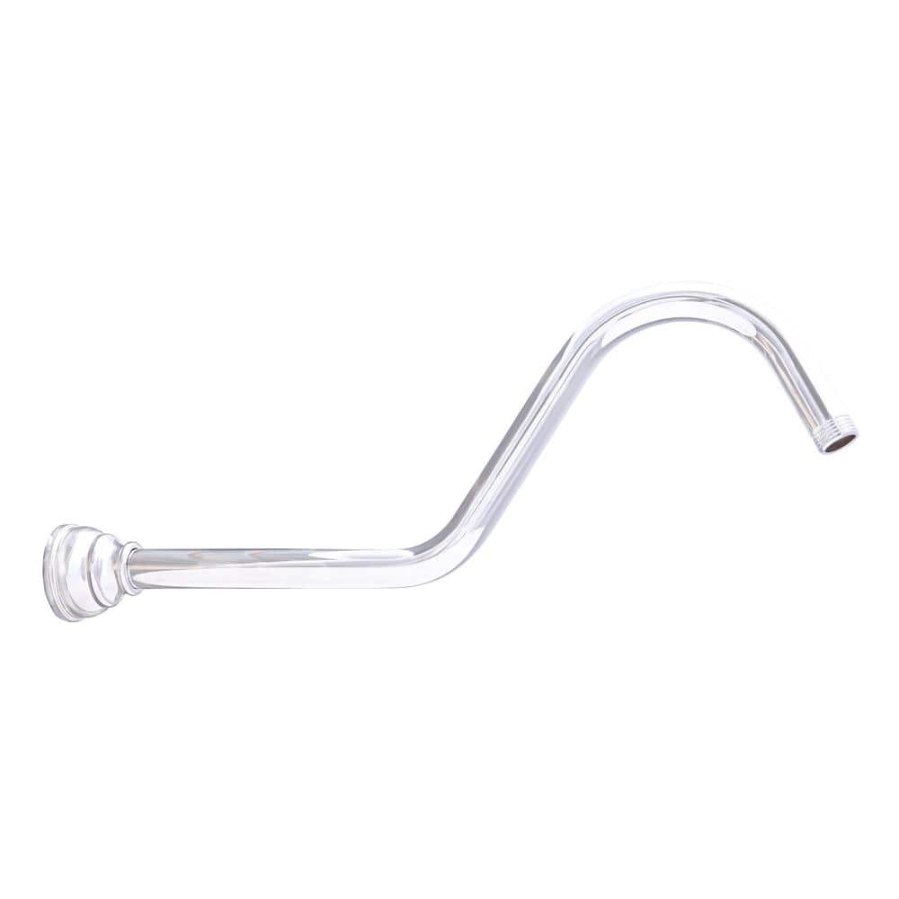 16 in. S Shaped Shower Arm with Flange in Polished Chrome