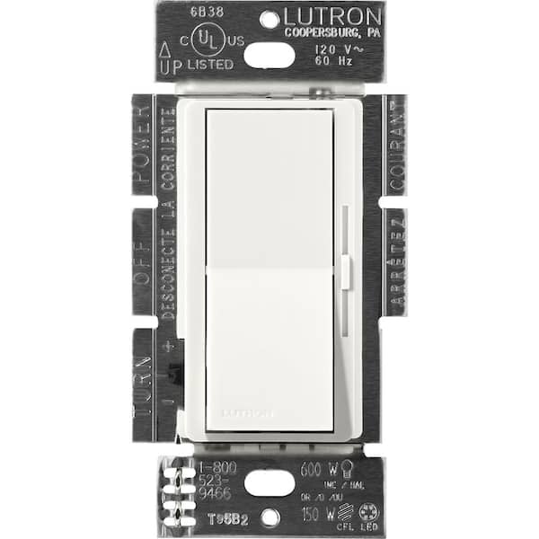 Lutron Diva Dimmer Switch for Electronic Low Voltage, 300-Watt/Single-Pole or 3-Way, Architectural White (DVSCELV-303P-RW)