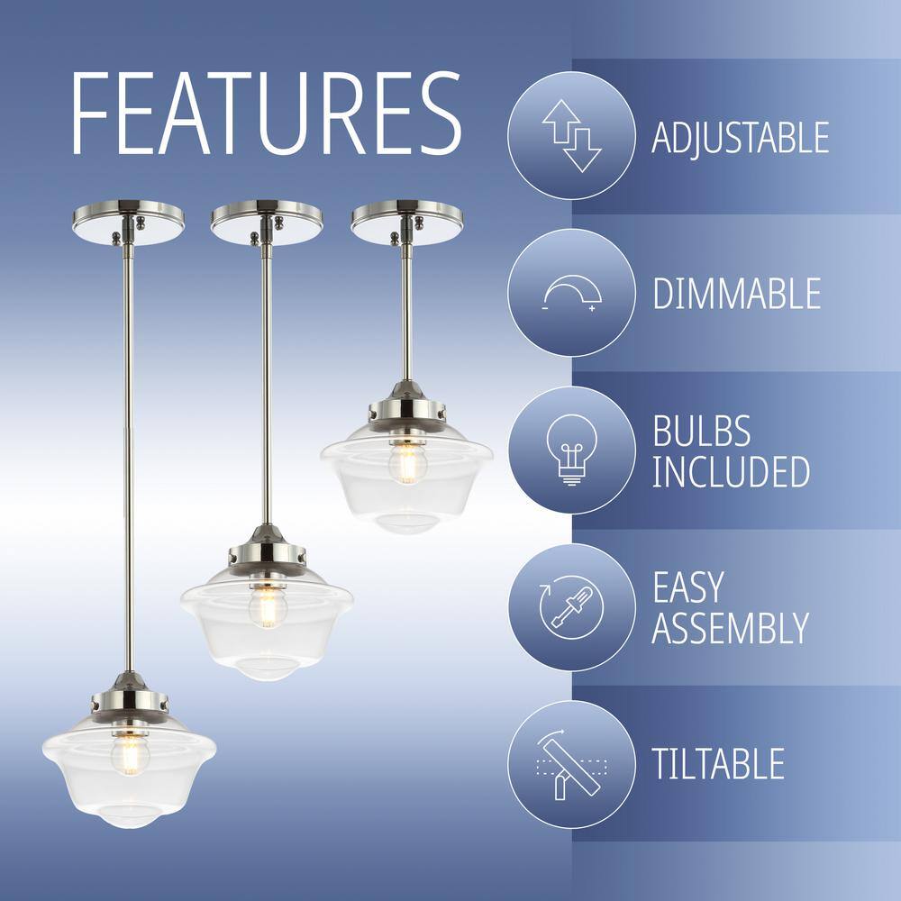 Kurtz 7.25" Chrome Glass LED Pendant Light