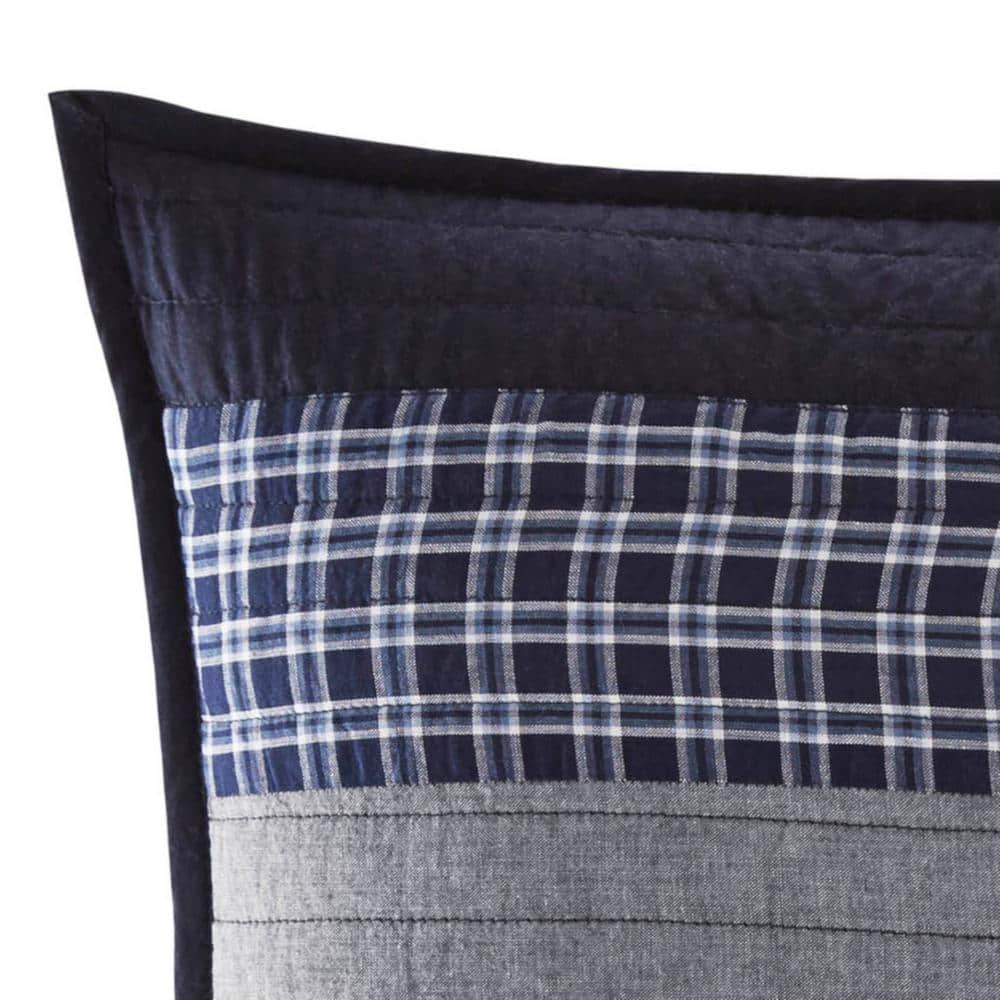 Blue and Gray Cotton Quilted Standard Sham
