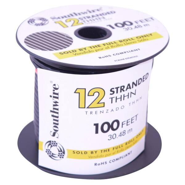thumbnail interactive-video image 1 of 12 AWG Gauge 600V THHN Stranded Copper Wire - UL Listed Black 100FT 1 of 4