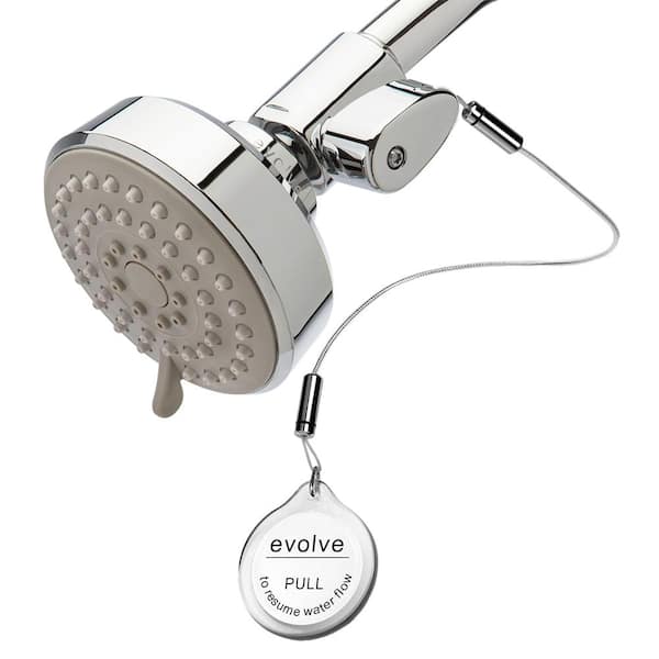 Evolve Technologies 3-Spray Patterns with 1.5 GPM 3.25 in. Wall Mount Massage Fixed Shower Head with Thermostatic Valve in Chrome