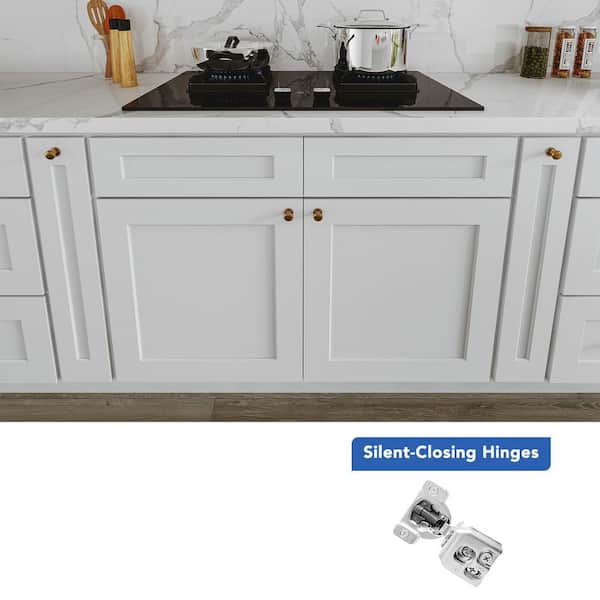 42 in. W x 24 in. D x 34.5 in. H Ready to Assemble Solid Wood Shaker Sink Base Kitchen Cabinet in White