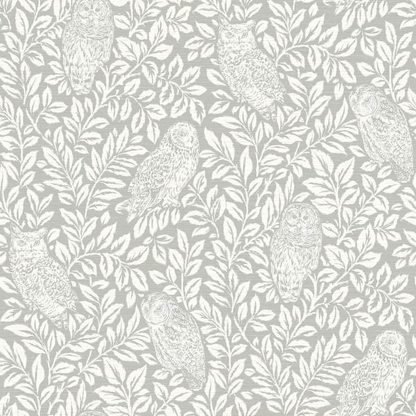 Chesapeake 8 in. x 10 in. Parliament Light Grey Owl Wallpaper Sample