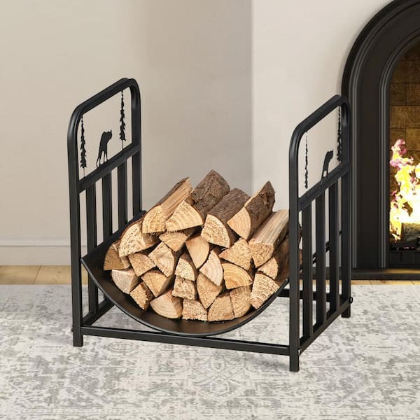 Huluwat 13 in. 1 Tier Heavy-Duty Curved Bottom Black Metal Indoor