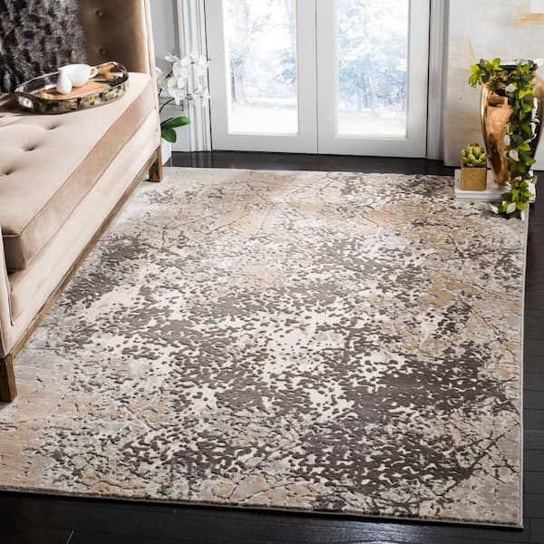 Vogue 8 ft. x 10 ft. Cream/Beige Abstract Contemporary Area Rug