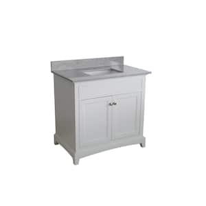 31 in. W x 22 in. D Engineered Stone Composite Vanity Top in Gray with White Rectangular Single Sink and Backsplash