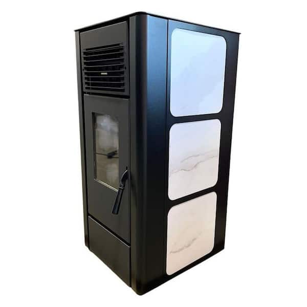 Pellet Stove Freestanding - Wi-Fi Control and Removable Legs, Heats up to 1800 sq ft.- Marble White