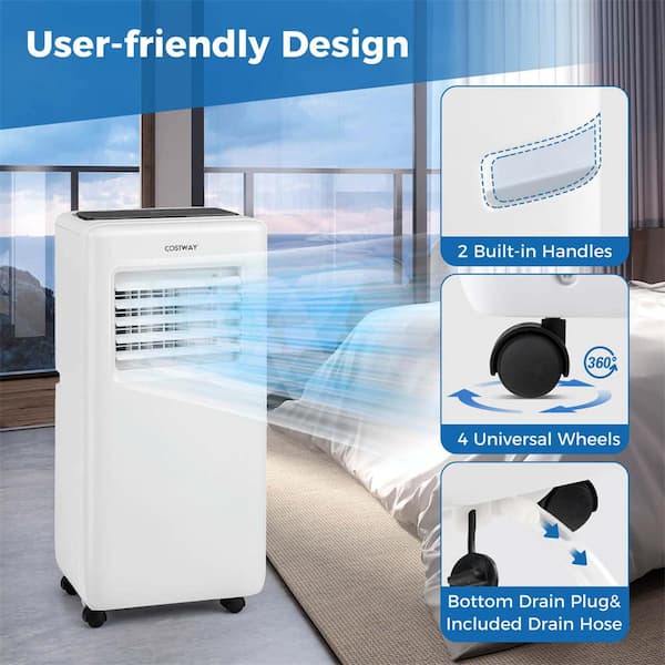6500 (DOE) BTU Portable Air Conditioner Cools 350 sq. ft. with Dehumidifier in White