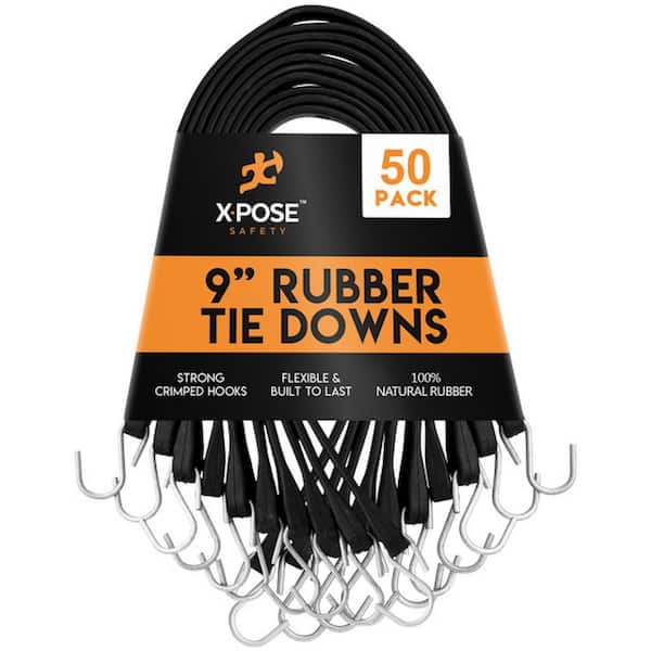 XPOSE SAFETY 9 in. Molded Rubber Tie Down Straps - 50 Pack