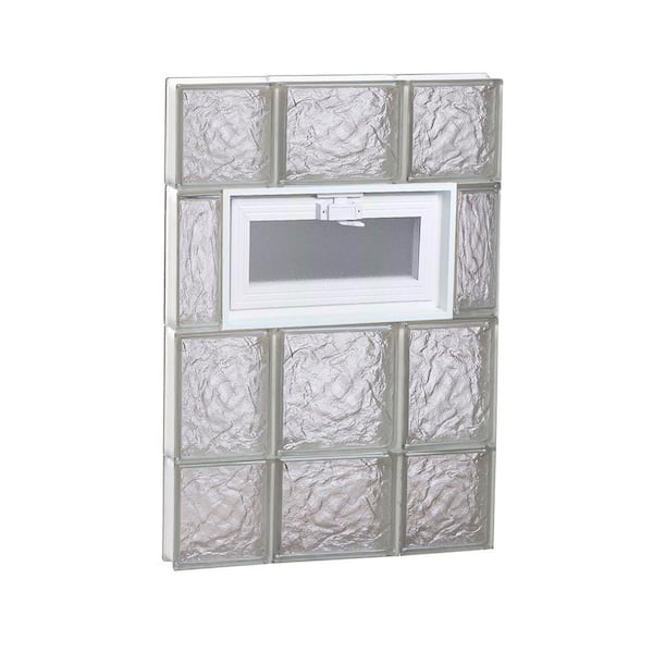 Clearly Secure 19.25 in. x 27 in. x 3.125 in. Frameless Ice Pattern Vented Glass Block Window