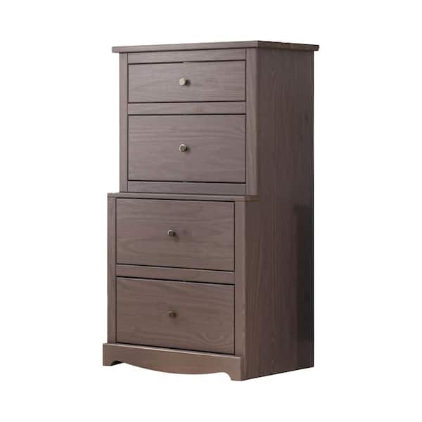 Gray and Bronze 4-Drawers 28 in. Dresser Without Mirror