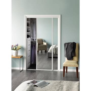 72 in. x 80 in. 230 Series Steel White Mirror Sliding Door