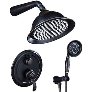 2-Handle 2-Spray of Rain 8 in. Round Shower Head Shower Faucet with Handheld Shower in Bronze (Valve Included)