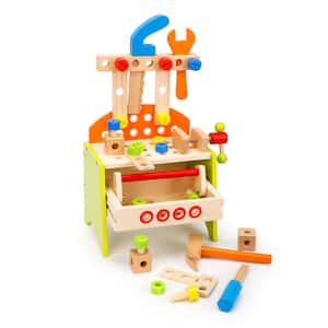 Wooden Play Tool Workbench Set for Kids Toddlers