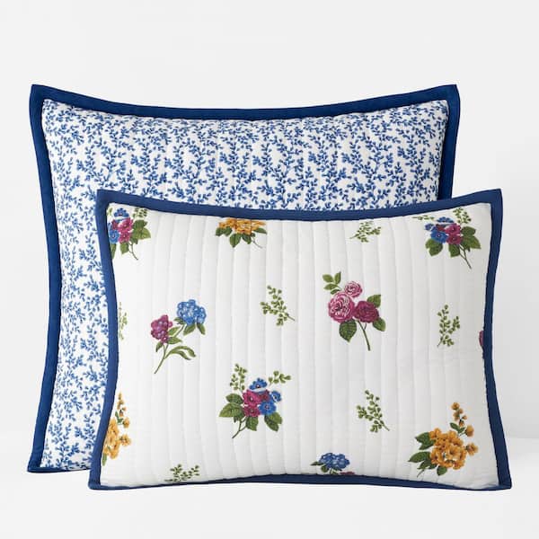 Company Cotton Alden Floral Quilted Ivory Cotton Sham