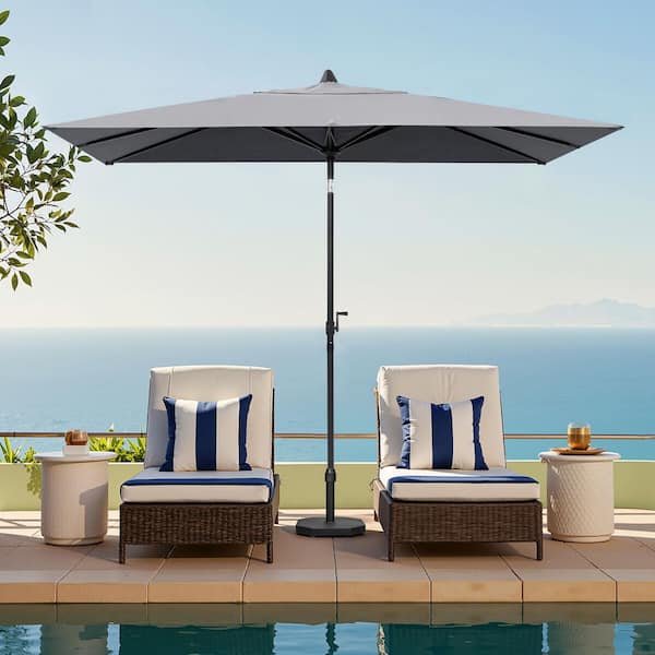 large rectangle umbrella for patio PURPLE LEAF 15x9ft Double-Sided Rectangular Outdoor Market with Base, Light Grey Outdoor Umbrella Replacement Tilt Umbrella Color:Jockey Red as umbrella is opened YGroup_1125