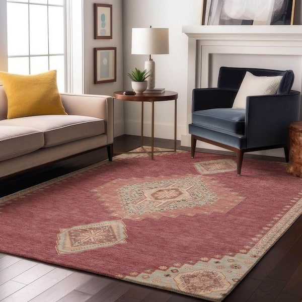 Mayfield Premium Machine Washable Abstract AMF1014 Blush 3 ft. x 4 ft. Area Rug