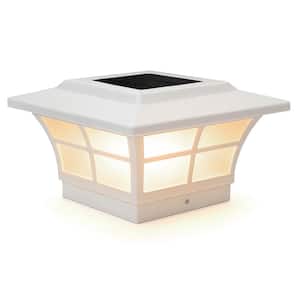Prestige 5 in. x 5 in. and 4.75 in. x 4.75 in. Outdoor White Vinyl LED Solar Post Cap