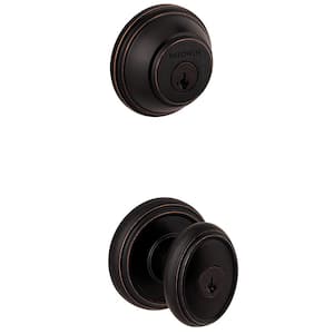Schlage / Bowery x Collins Knob / F51A Keyed Entry with B60 Single Cylinder  Deadbolt Combo Pack / Satin Brass / FB50BWE608COL