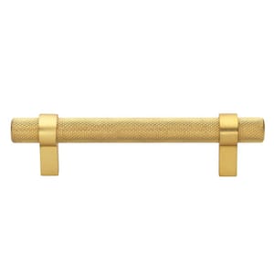 3-3/4 in. (96 mm ) Center-to Center Brass Gold Knurled Bar Pull (10-Pack )