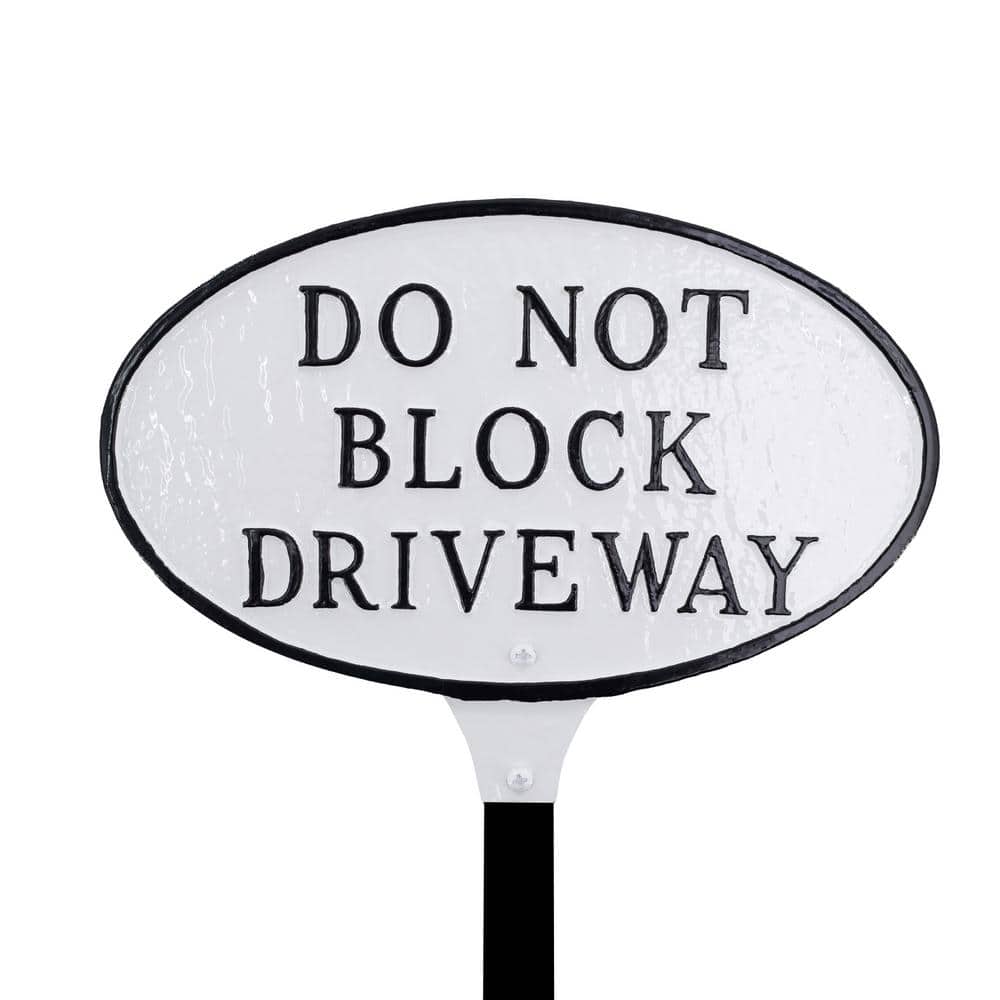 6 in. x 10 in. Small Oval Do Not Block Driveway Statement Plaque Sign with Lawn Stake-White/Black price history on PriceWatchPro