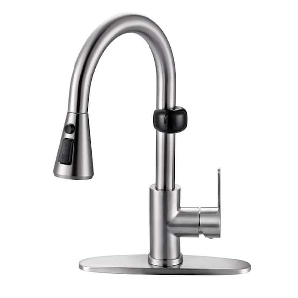 15.3 in. Sensor Single Handle Pull-Down 360° Rotation Spray Kitchen Faucet in Brushed Nickel