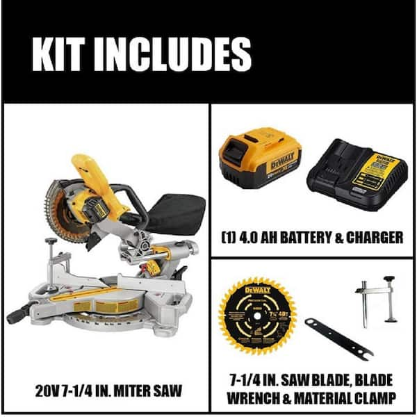 20V MAX Cordless 7-1/4 in. Sliding Miter Saw with (1) 20V Battery 4.0Ah