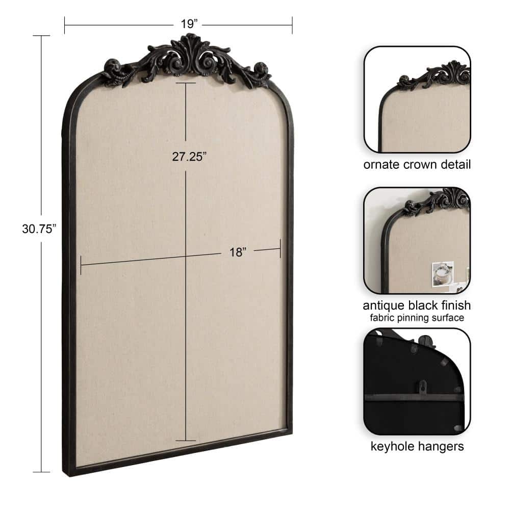 Arendahl Black Ornate Framed Arch Pinboard with Linen Surface