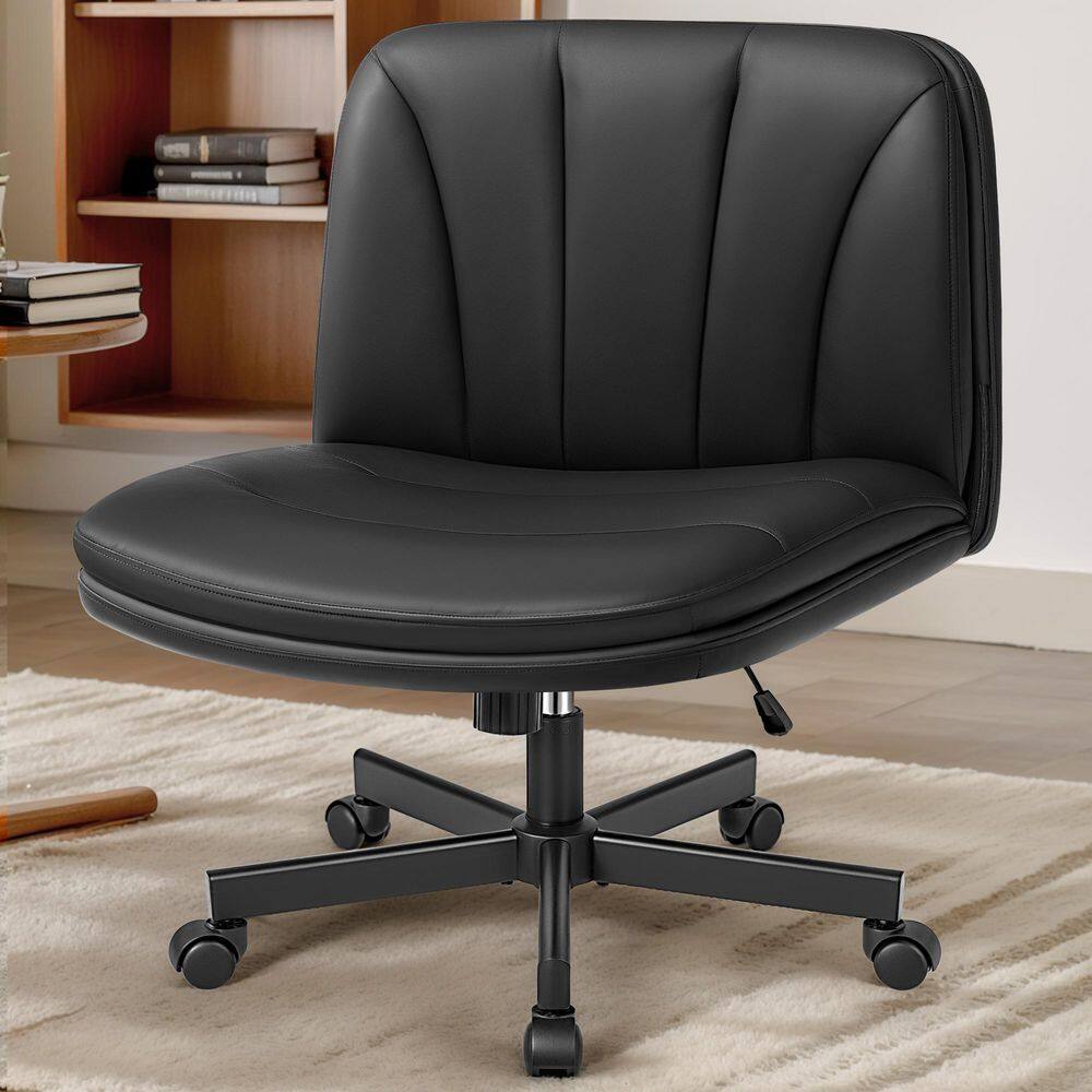 PU Leather Adjustable Height Ergonomic Office Chair in Black with Wheels, Adjustable Seat Back, Cushioned price history on PriceWatchPro