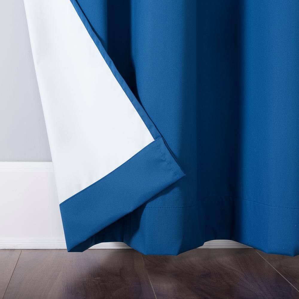 Classic Blue Polyester Blackout Grommet Window Panels for Kids