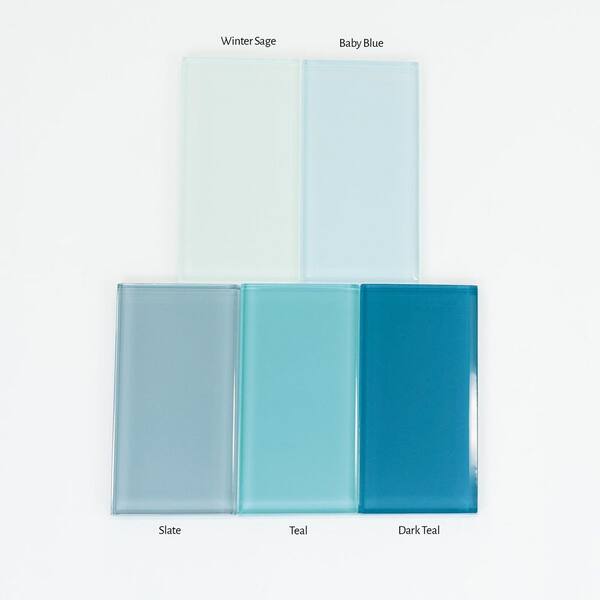 Giorbello Dark Teal 4 in. x 12 in. x 8mm Glass Subway Tile (5 sq. ft./Case)