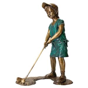 40 in. H Gabrielle The Girl Golfer Cast Bronze Garden Statue