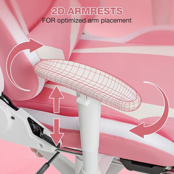 Hoffree Faux Leather Massage LED Reclining Ergonomic Gaming Chair