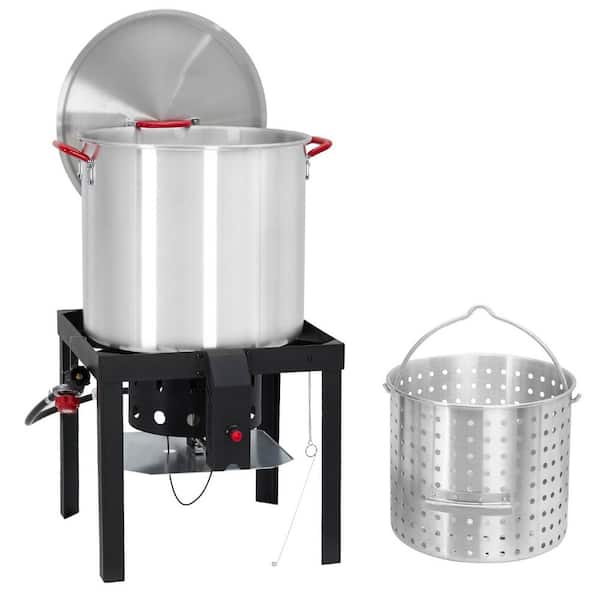100 Quart Crawfish Boiler with Strainer Basket & Burner Stand, Electronic Ignitor Includes