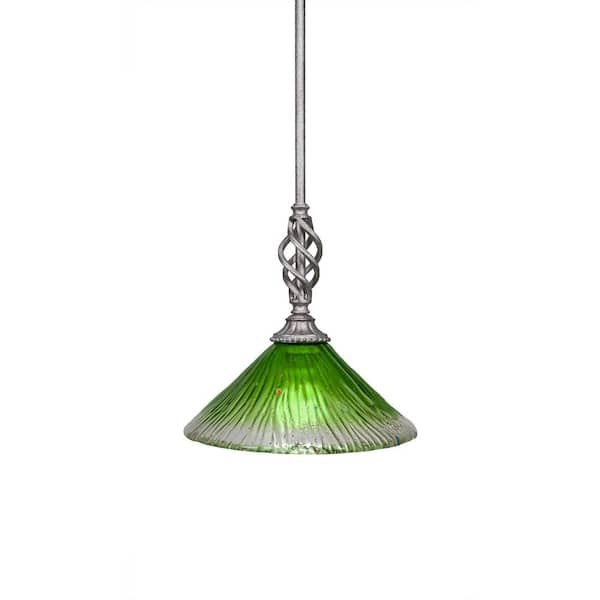 Unbranded Bridgewater 100 W 1-Light Aged Silver Standard Mini Pendant Light with Glass Shade