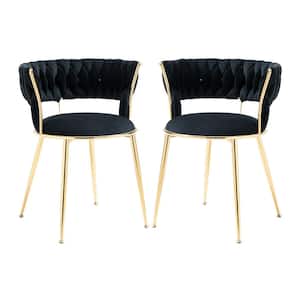 Black Velvet Dining Arm Chairs (Set of 2)