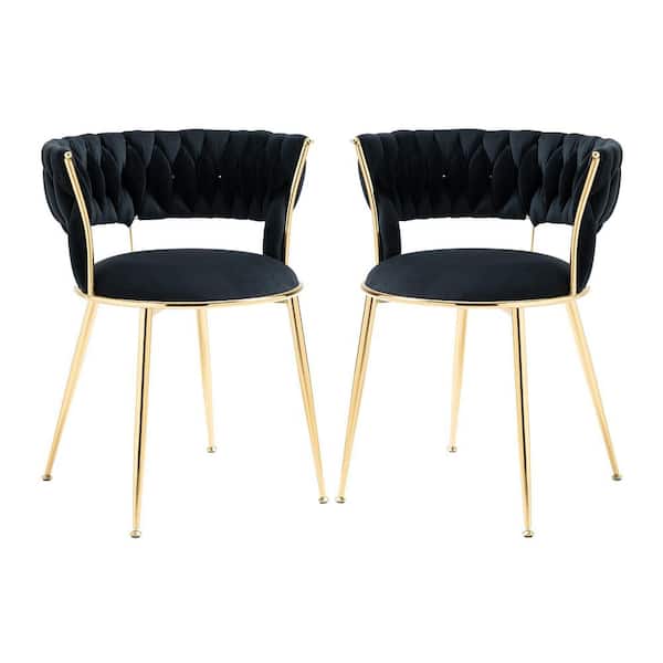 ATHMILE Black Velvet Dining Arm Chairs (Set of 2)