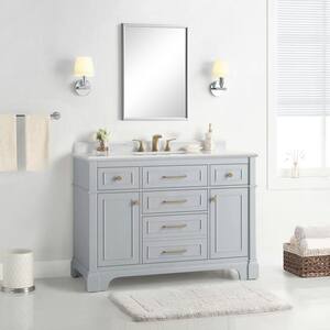 Melpark 48 in. W x 22 in. D x 34.5 in. H Bath Vanity in Dove Gray with White Cultured Marble Top