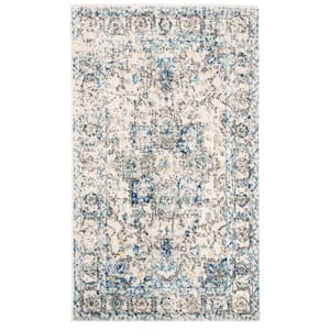 Madison Gray/Ivory Doormat 2 ft. x 4 ft. Distressed Border Area Rug