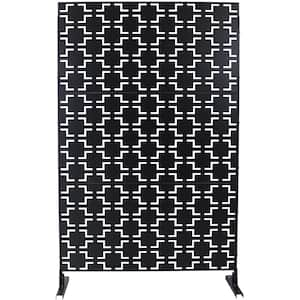 Elegant 48 in. x 76 in. Outdoor and Indoor Privacy Screen Metal, Freestanding Decorative Privacy Fence Panels in Black