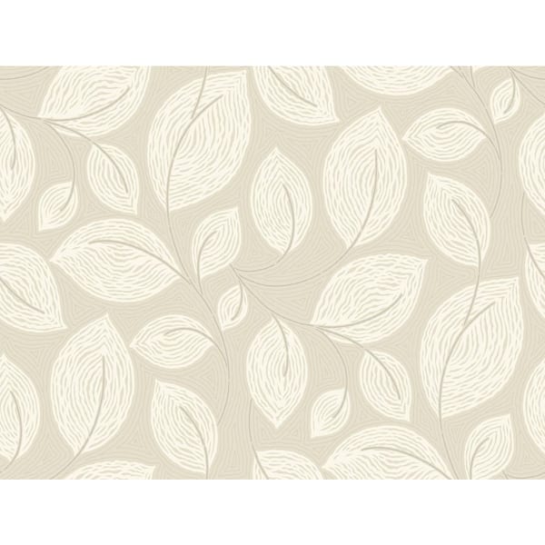 Candice Olson Contoured Leaves Sand Beige Wallpaper